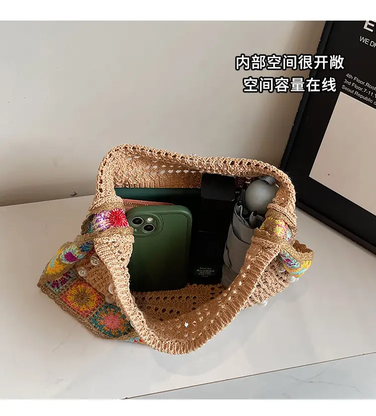 Summer Knitted Cut Out Woven Bag for Women Large Capacity — feature 7
