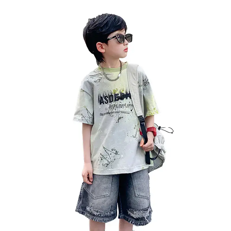Boys Summer Korean Fan Pi Handsome Gradient Short-sleeved T-shirt 2025 New - Image 6