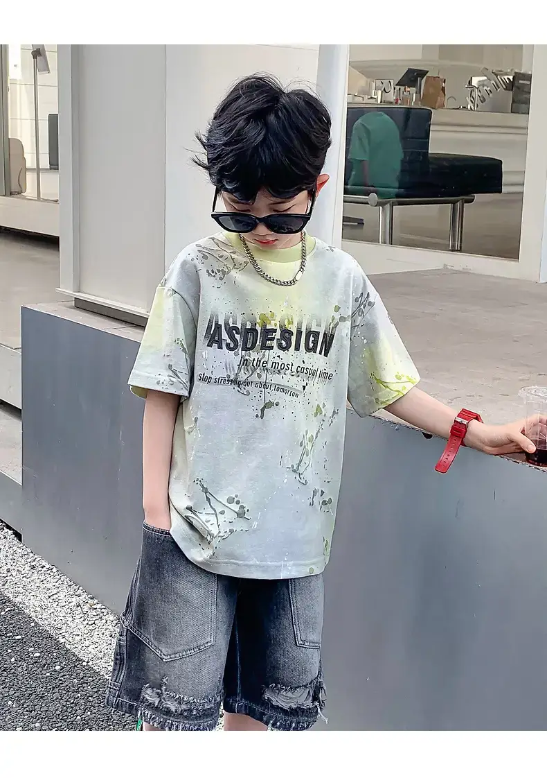 Boys Summer Korean Fan Pi Handsome Gradient Short-sleeved T-shirt 2025 New — feature 10
