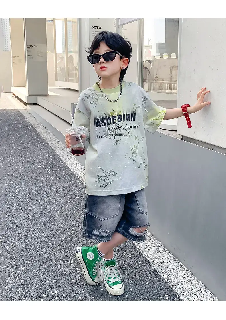 Boys Summer Korean Fan Pi Handsome Gradient Short-sleeved T-shirt 2025 New — feature 12