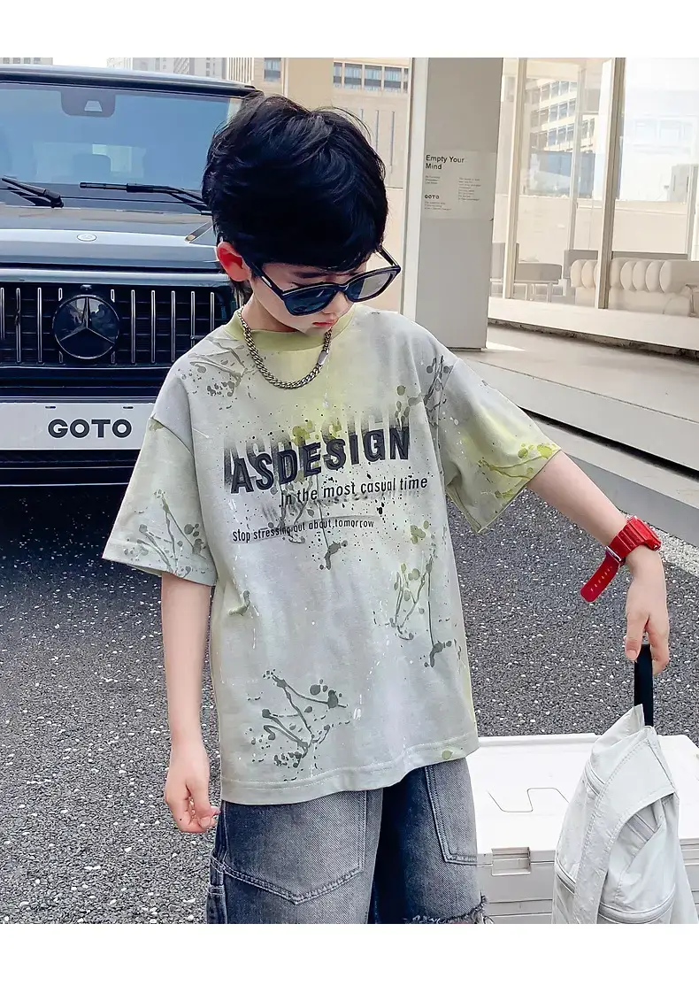 Boys Summer Korean Fan Pi Handsome Gradient Short-sleeved T-shirt 2025 New — feature 13