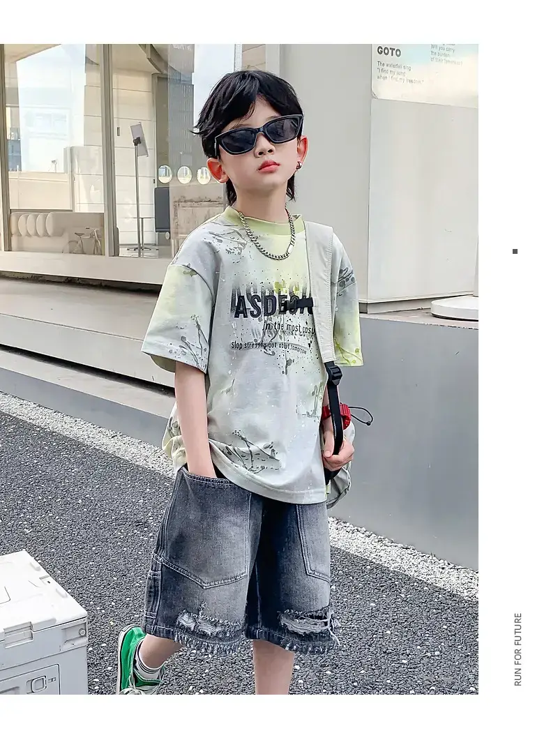 Boys Summer Korean Fan Pi Handsome Gradient Short-sleeved T-shirt 2025 New — feature 9