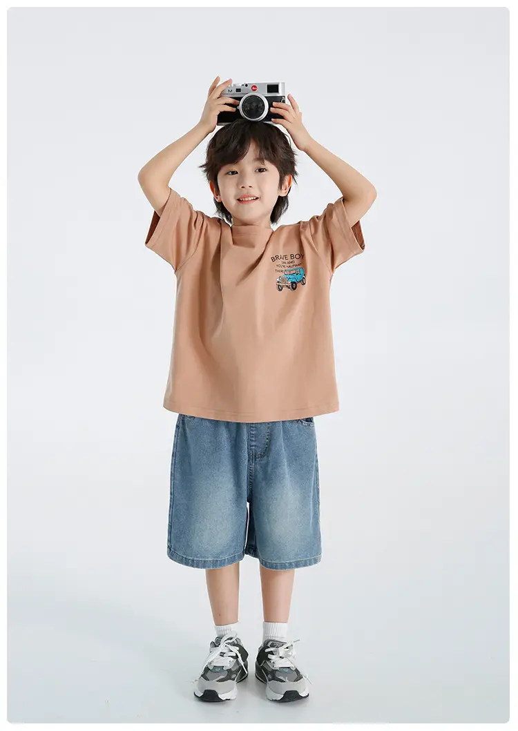 Haima Boys Pure Cotton Printed T-Shirt Brown 2026 — feature 17