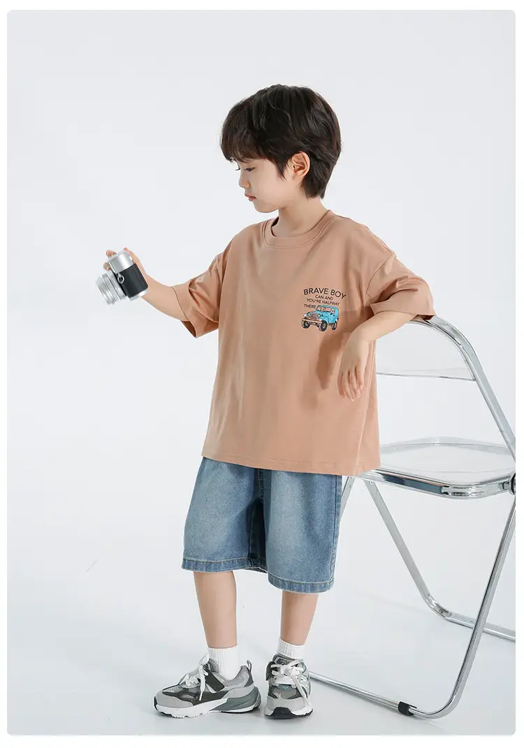 Haima Boys Pure Cotton Printed T-Shirt Brown 2026 — feature 19