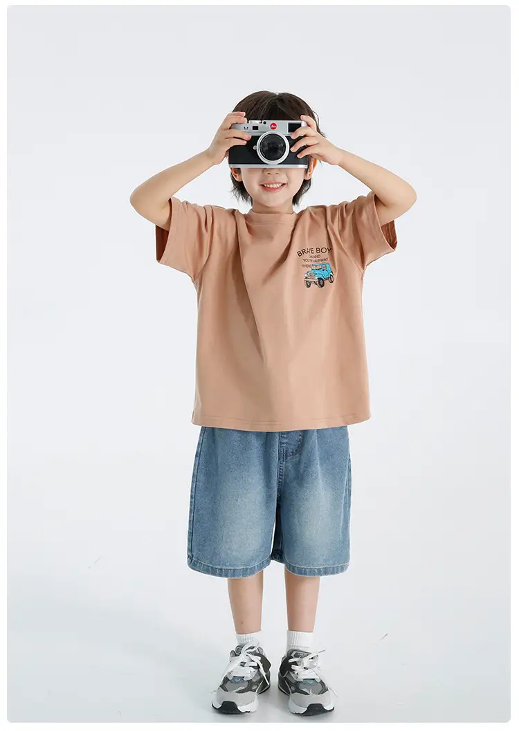 Haima Boys Pure Cotton Printed T-Shirt Brown 2026 — feature 21
