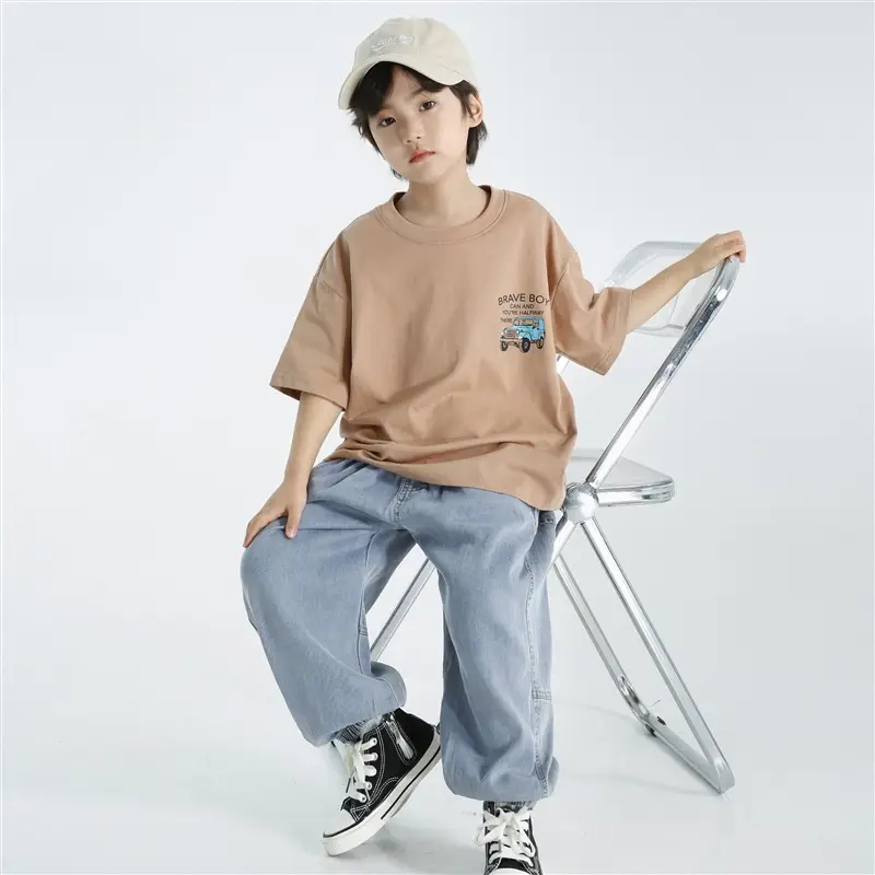 Haima Boys Pure Cotton Printed T-Shirt Brown 2026 - Image 2