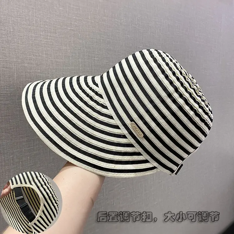 Striped Foldable Sun Hat for Women Wide Bristle - Image 4