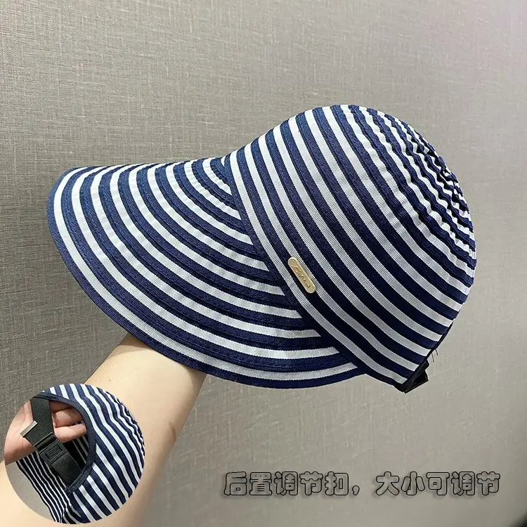 Striped Foldable Sun Hat for Women Wide Bristle - Image 5