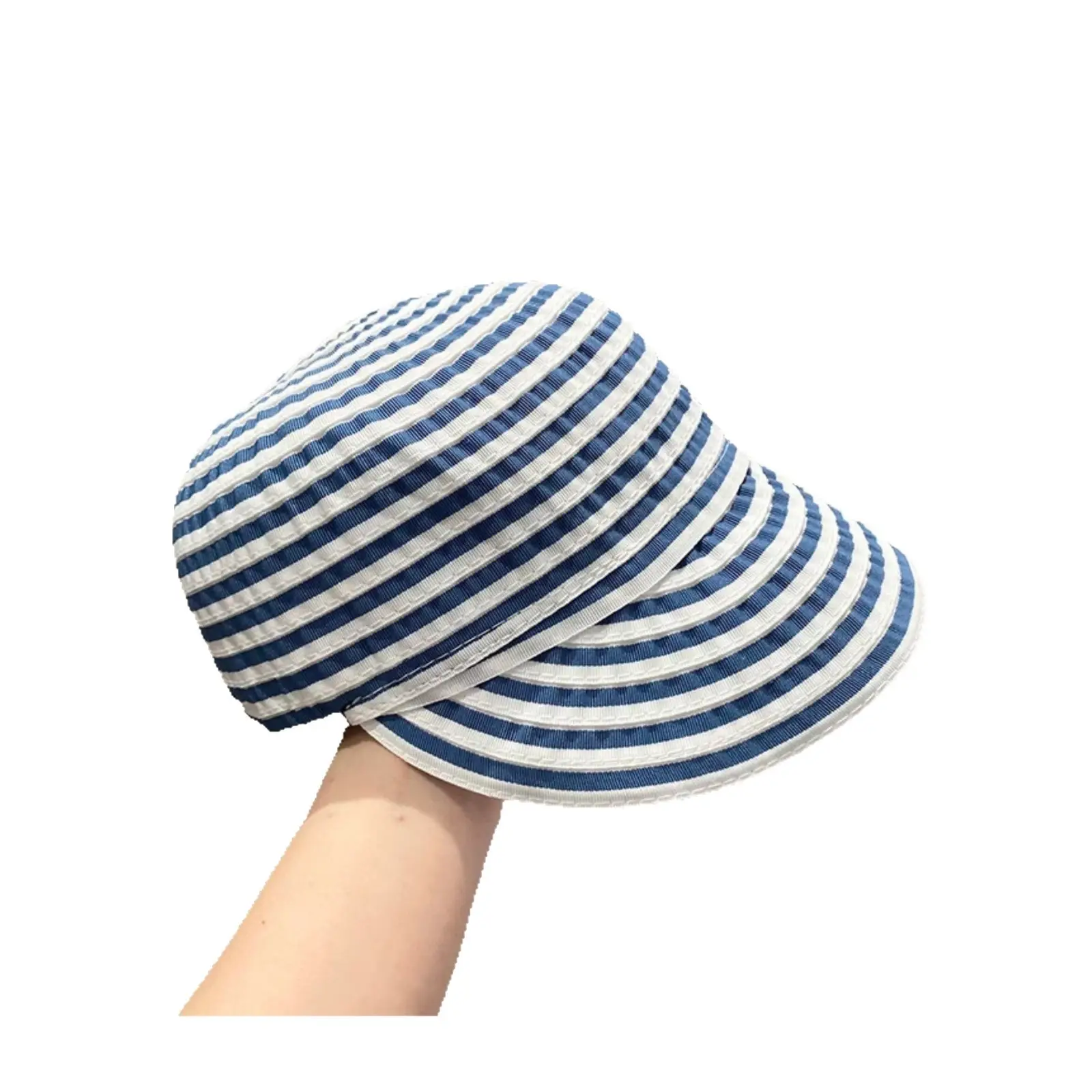 Striped Foldable Sun Hat for Women Wide Bristle - Image 8