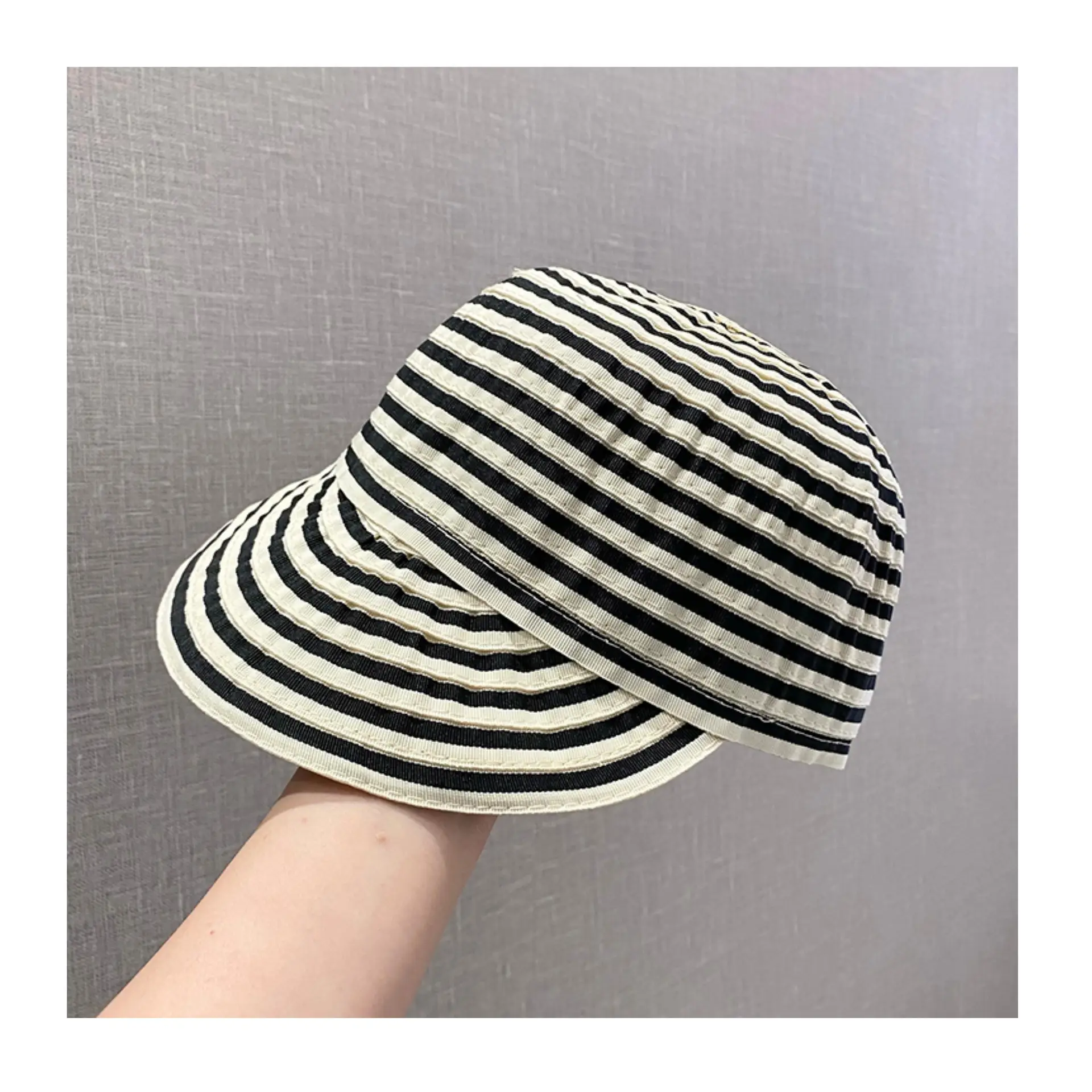 Striped Foldable Sun Hat for Women Wide Bristle — feature 7