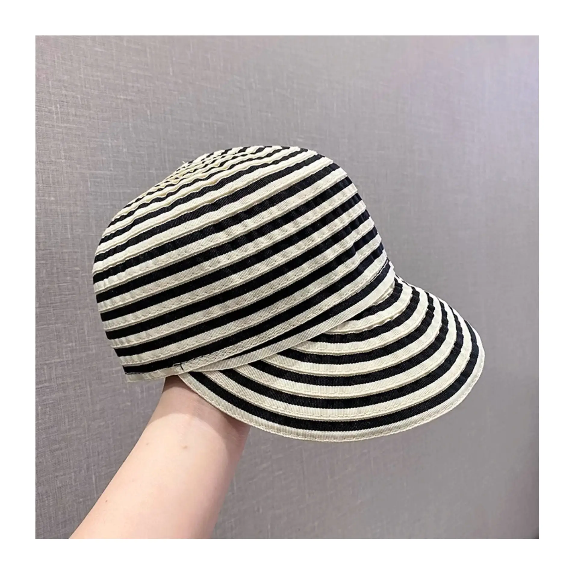 Striped Foldable Sun Hat for Women Wide Bristle — feature 9