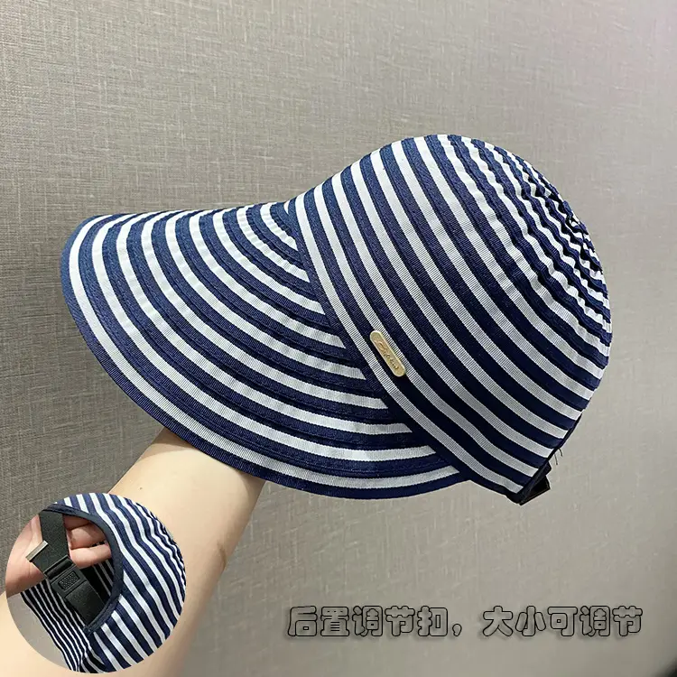 Striped Foldable Sun Hat for Women Wide Bristle - Image 3