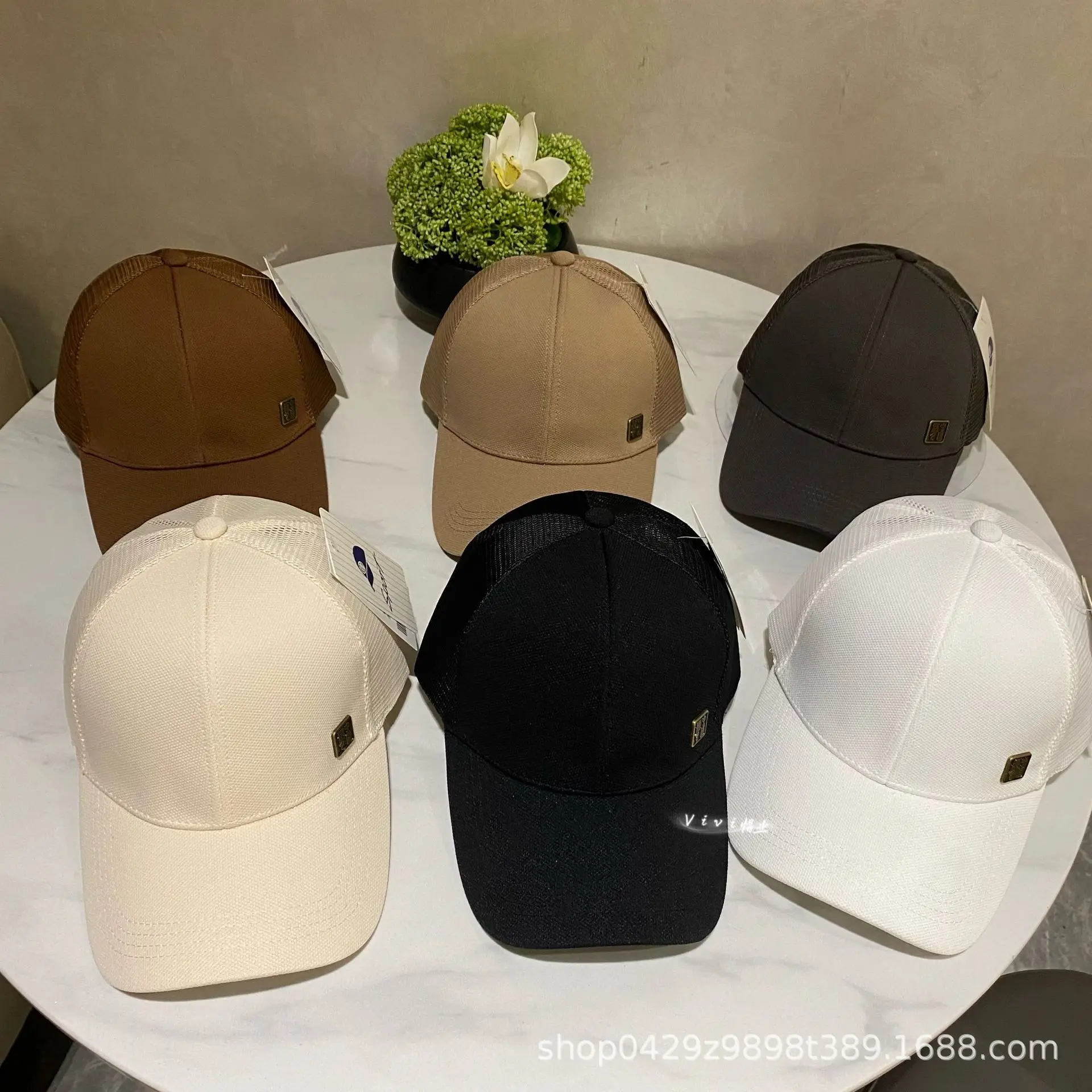 Men's White Mesh Baseball Cap with Brand Tag - Image 9
