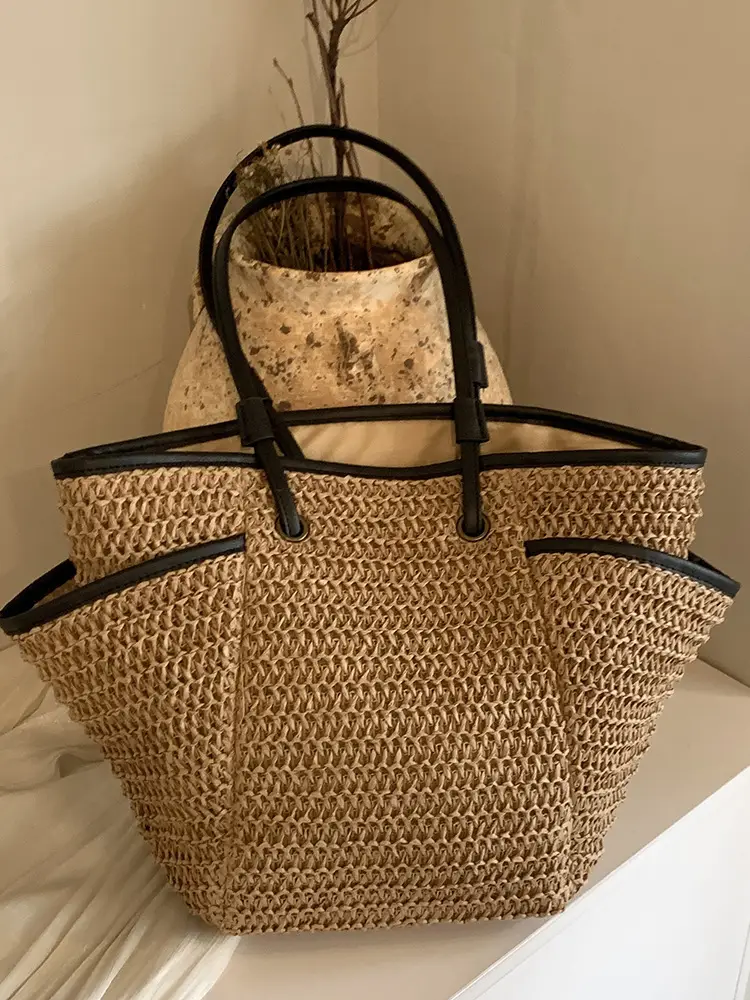 Large Straw Women's Shoulder Bag Lazy Style Beach Bag