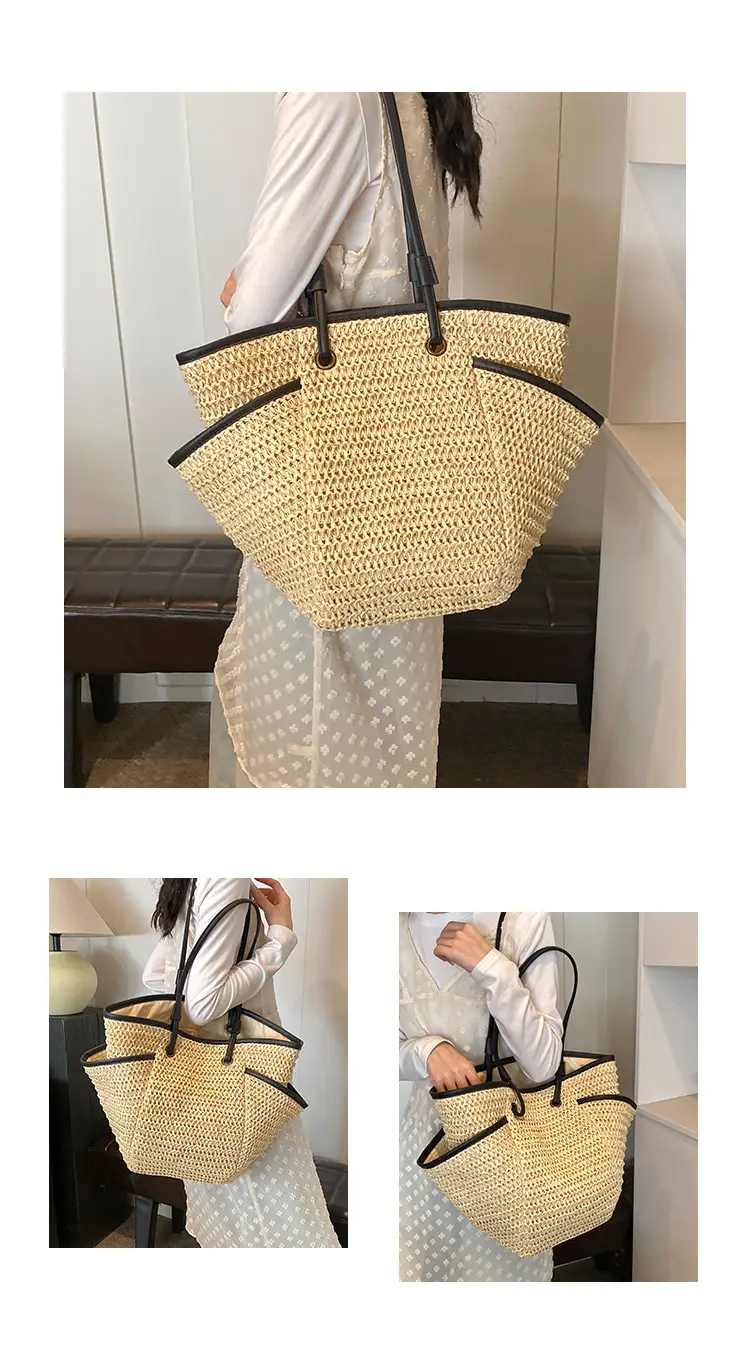 Large Straw Women's Shoulder Bag Lazy Style Beach Bag — feature 10