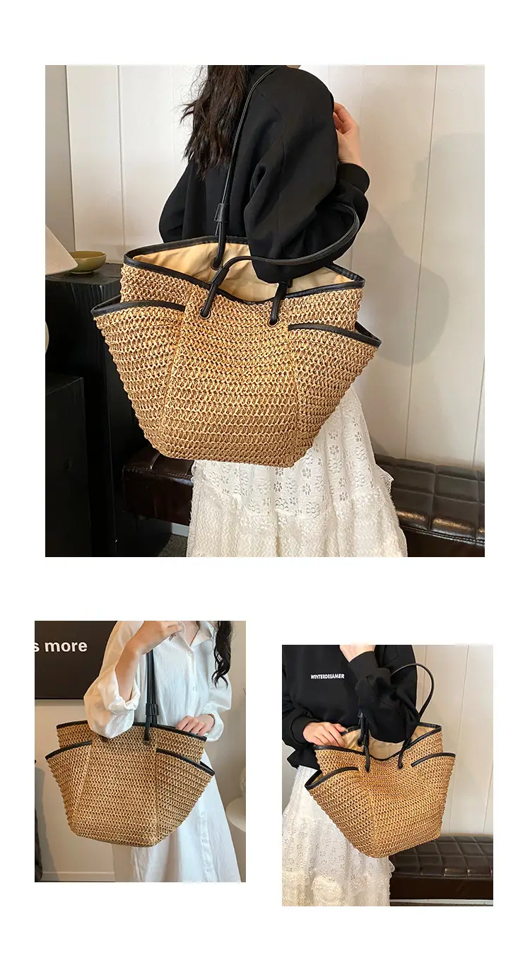 Large Straw Women's Shoulder Bag Lazy Style Beach Bag — feature 11