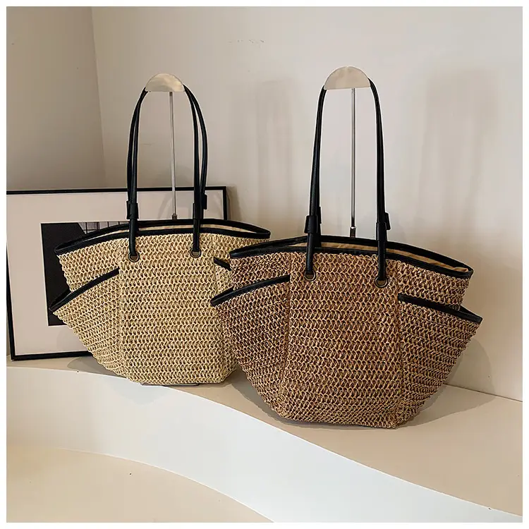 Large Straw Women's Shoulder Bag Lazy Style Beach Bag — feature 12