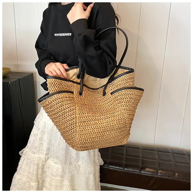 Large Straw Women's Shoulder Bag Lazy Style Beach Bag — feature 13