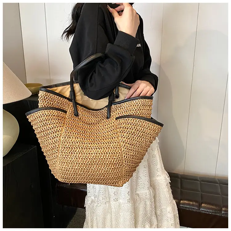Large Straw Women's Shoulder Bag Lazy Style Beach Bag — feature 14