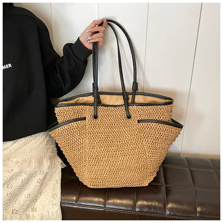 Large Straw Women's Shoulder Bag Lazy Style Beach Bag — feature 15
