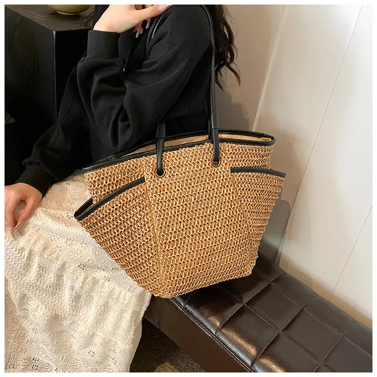 Large Straw Women's Shoulder Bag Lazy Style Beach Bag — feature 16