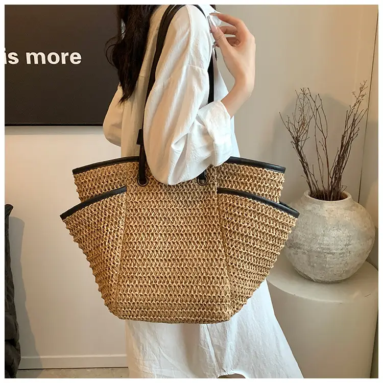 Large Straw Women's Shoulder Bag Lazy Style Beach Bag — feature 17