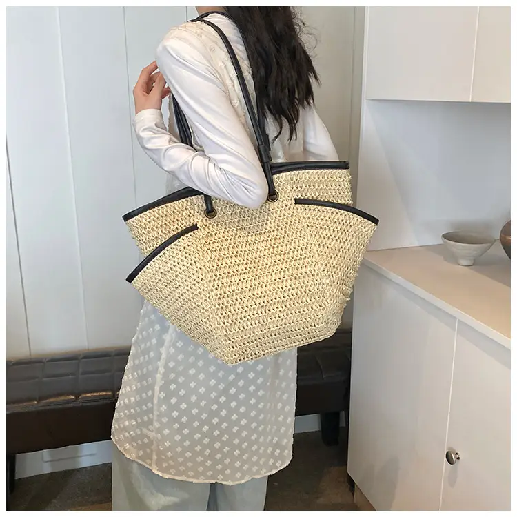 Large Straw Women's Shoulder Bag Lazy Style Beach Bag — feature 18