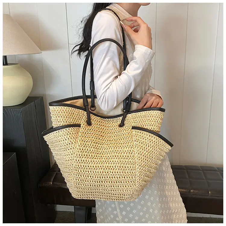 Large Straw Women's Shoulder Bag Lazy Style Beach Bag — feature 19