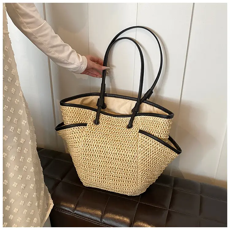 Large Straw Women's Shoulder Bag Lazy Style Beach Bag — feature 20