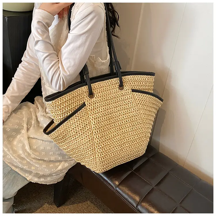 Large Straw Women's Shoulder Bag Lazy Style Beach Bag — feature 21
