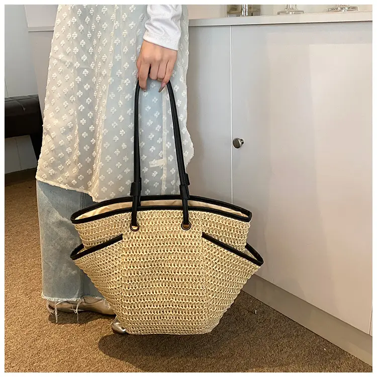 Large Straw Women's Shoulder Bag Lazy Style Beach Bag — feature 22