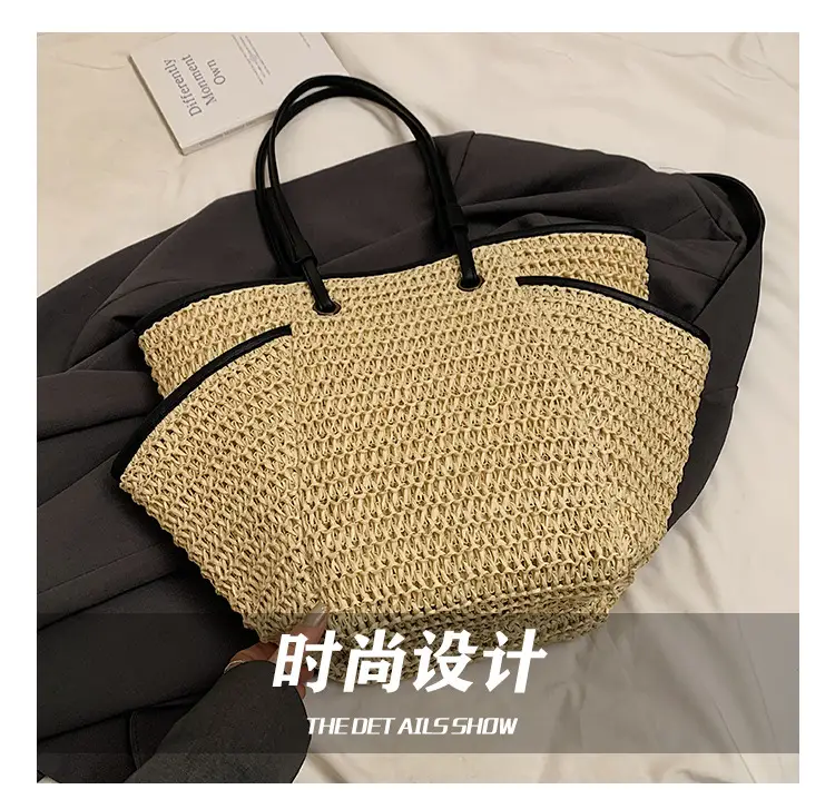 Large Straw Women's Shoulder Bag Lazy Style Beach Bag — feature 7