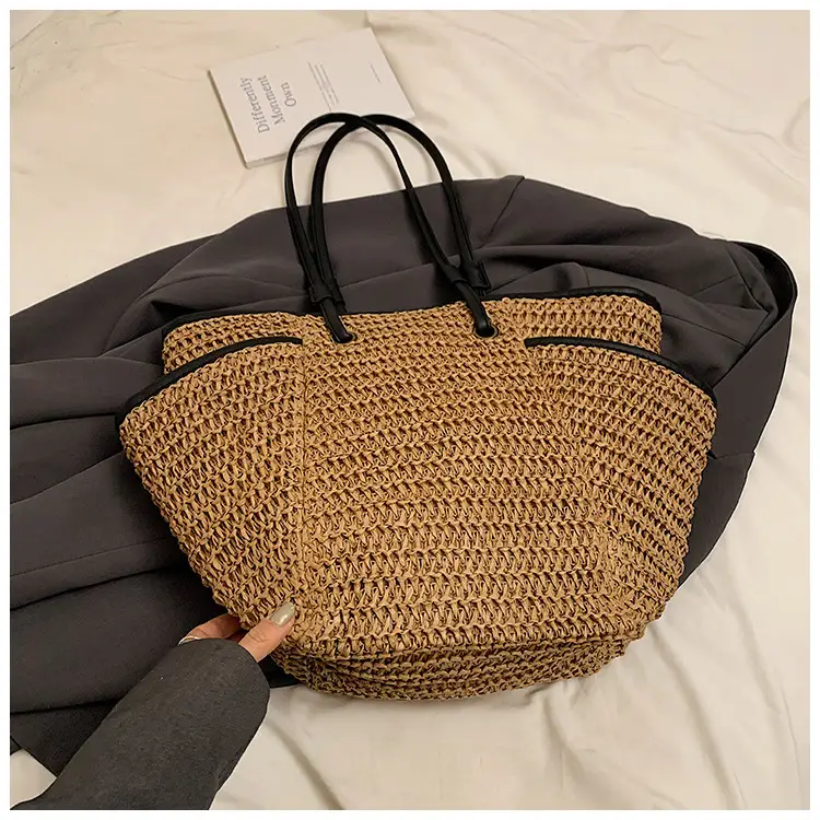 Large Straw Women's Shoulder Bag Lazy Style Beach Bag