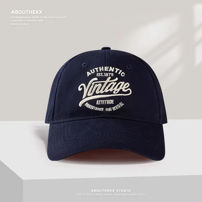 American Retro Embroidery Cap Red Vintage Style