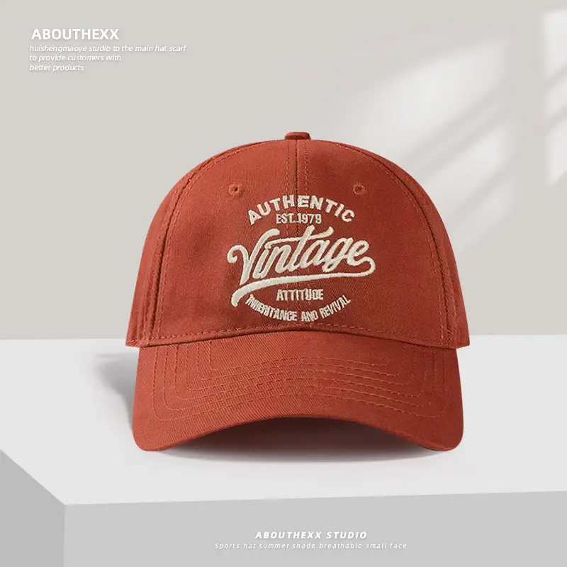 American Retro Embroidery Cap Red Vintage Style — feature 5