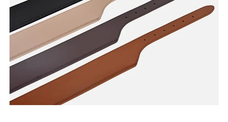 Women's Beige Genuine Leather Belt with Gold Buckle — feature 17