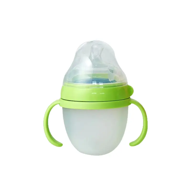 Baby Silicone Bottle with Handle, Anti-Choking, Anti-Colic, Baby Weaning Artifact, Breast Milk Real-Feel Bottle, Mother and Baby Supplies