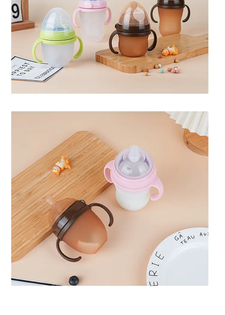 Baby Silicone Bottle with Handle, Anti-Choking, Anti-Colic, Baby Weaning Artifact, Breast Milk Real-Feel Bottle, Mother and Baby Supplies — feature 12