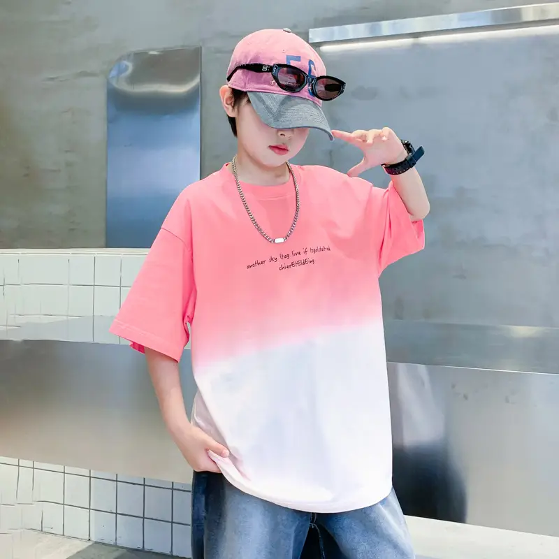 Boys Summer Korean Style Gradient T-Shirt 2026