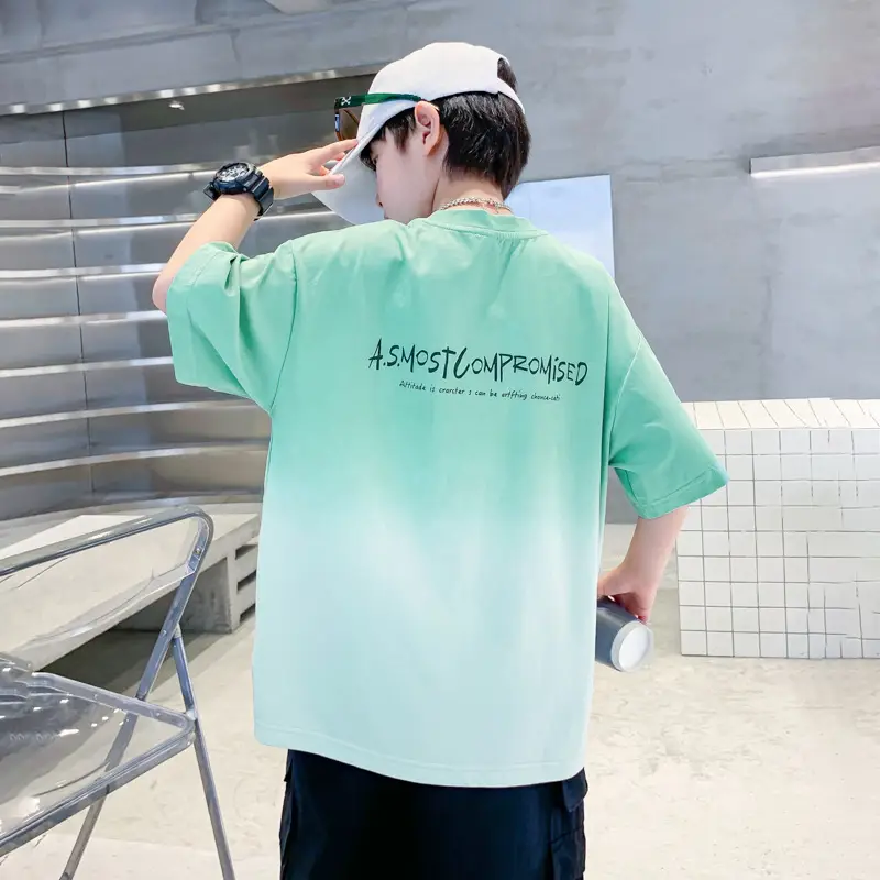 Boys Summer Korean Style Gradient T-Shirt 2026