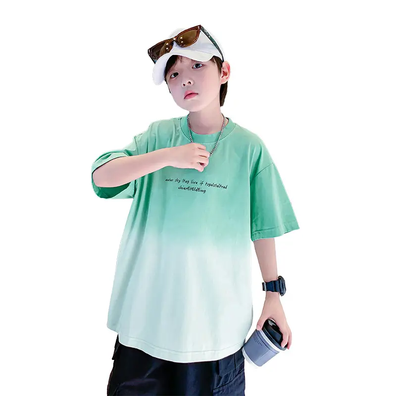 Boys Summer Korean Style Gradient T-Shirt 2026