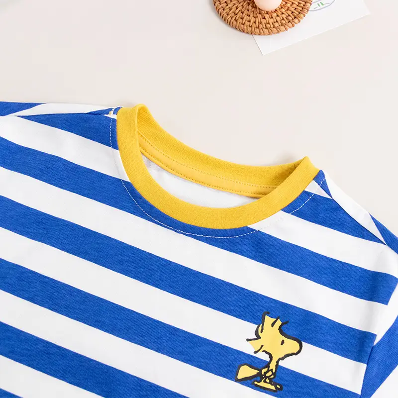 Boys Striped T-Shirt Blue Yellow Round Neck