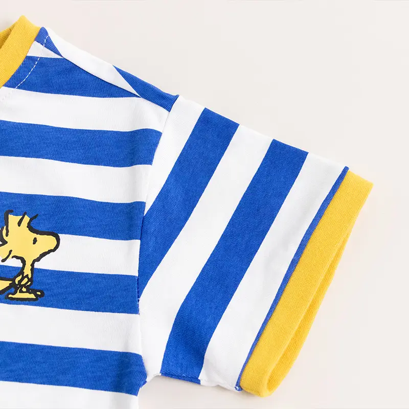 Boys Striped T-Shirt Blue Yellow Round Neck