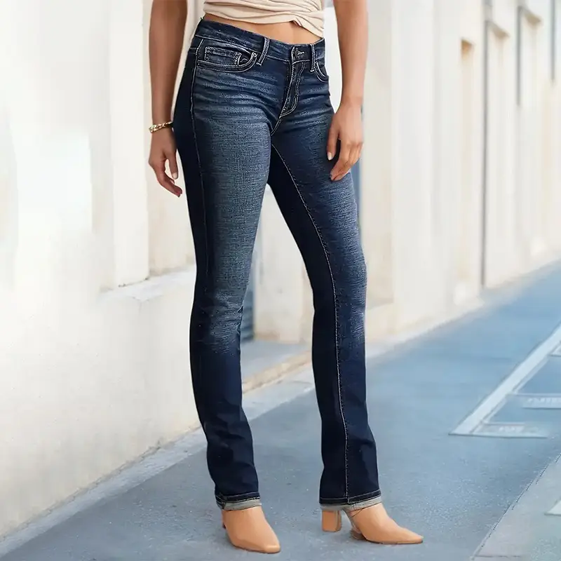 26 Spring Retro Dark Blue Skinny Jeans for Women