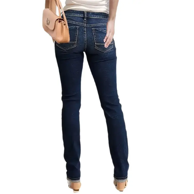 26 Spring Retro Dark Blue Skinny Jeans for Women