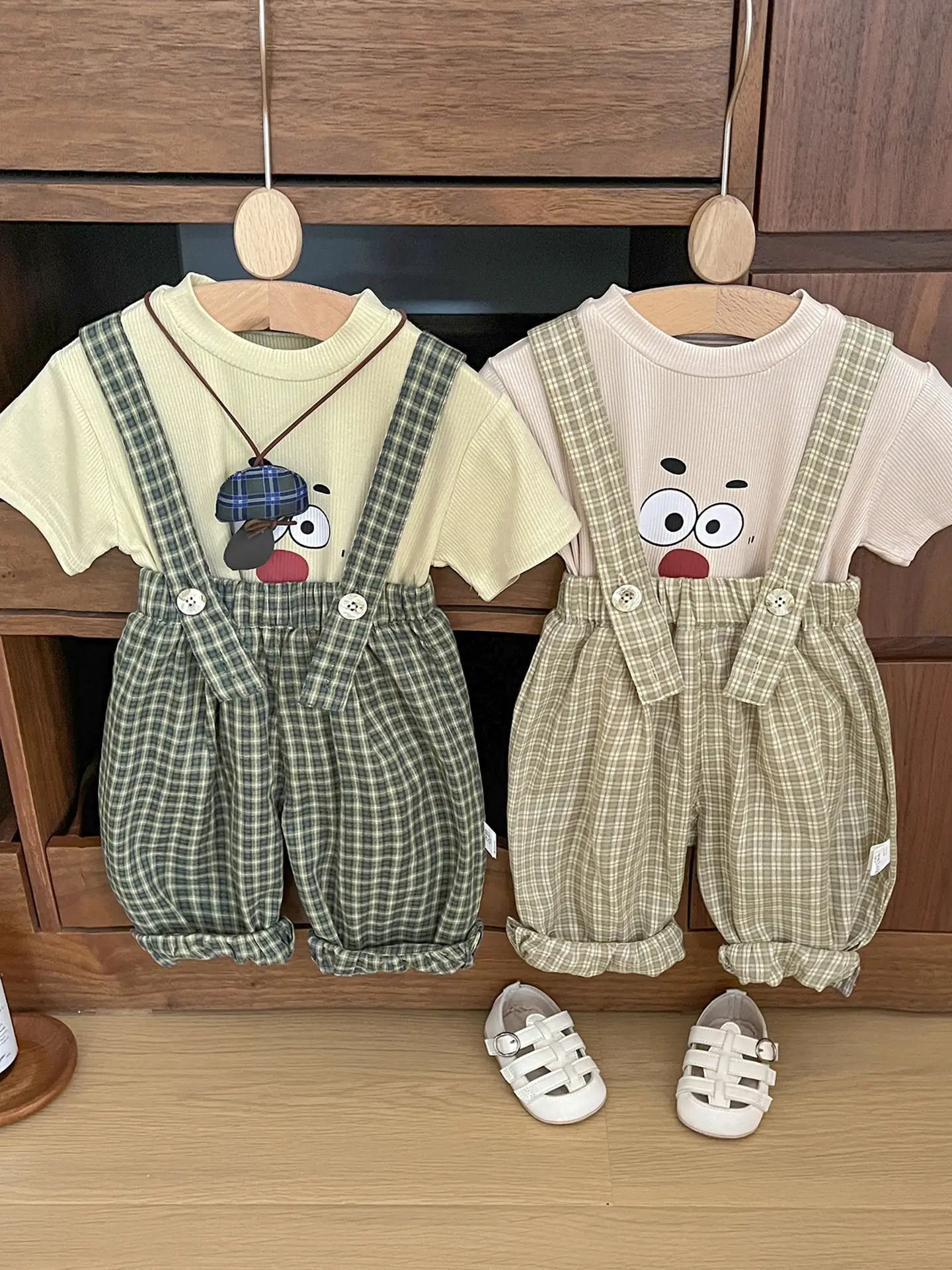 Boys Cartoon Suspenders Suit Summer Outfit - Image 4