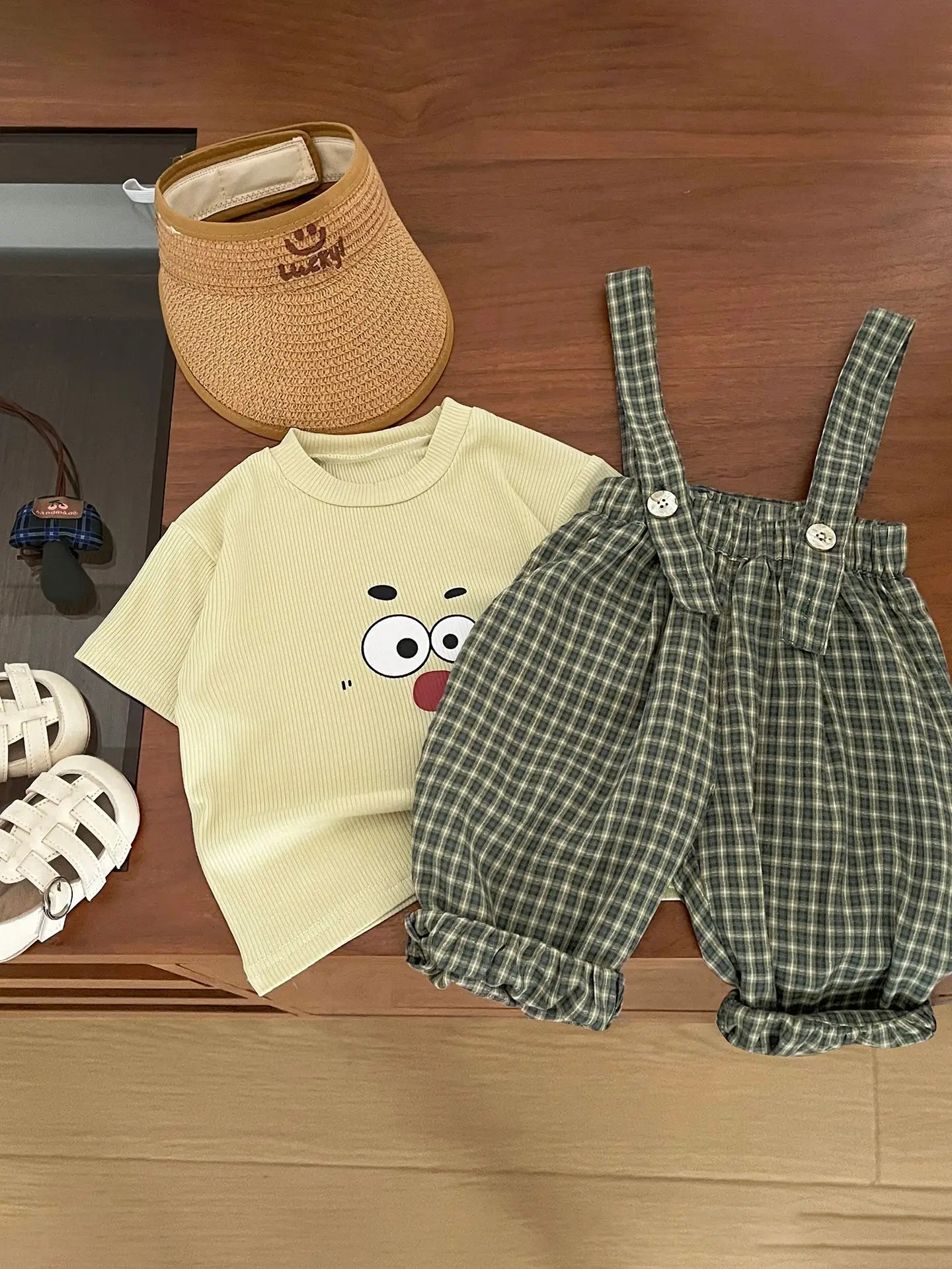 Boys Cartoon Suspenders Suit Summer Outfit - Image 6