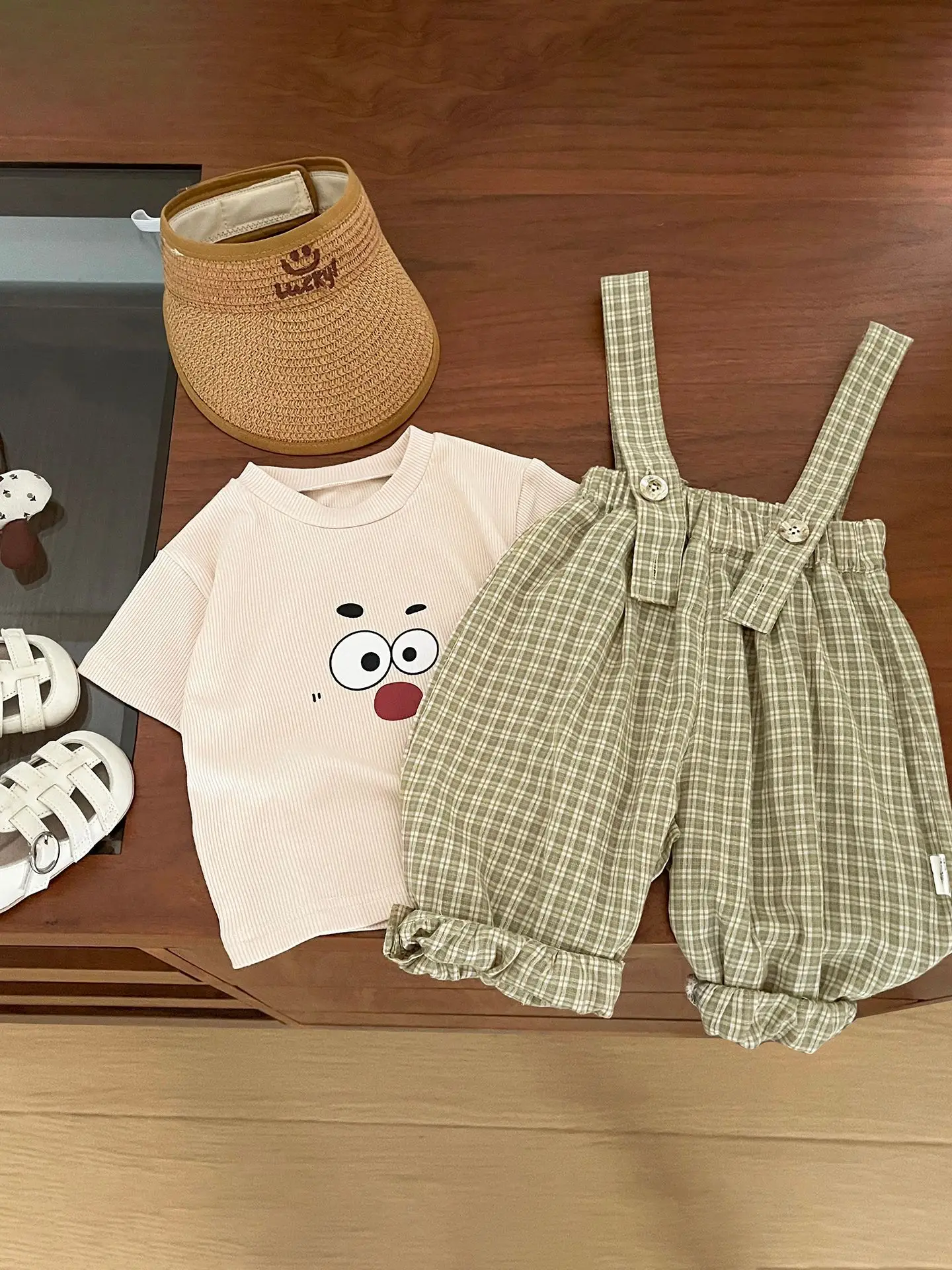 Boys Cartoon Suspenders Suit Summer Outfit - Image 7