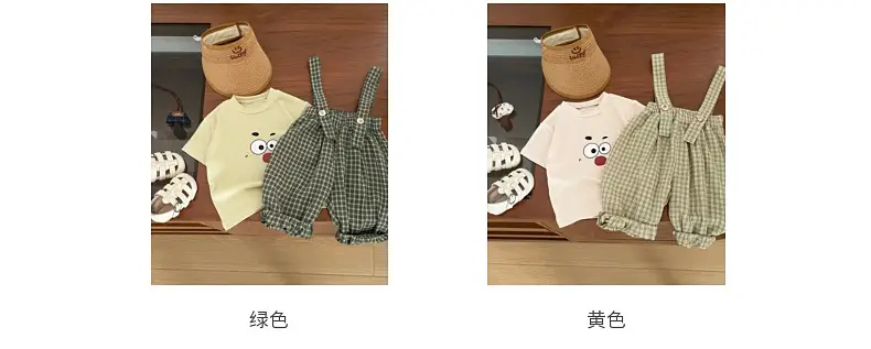 Boys Cartoon Suspenders Suit Summer Outfit — feature 4