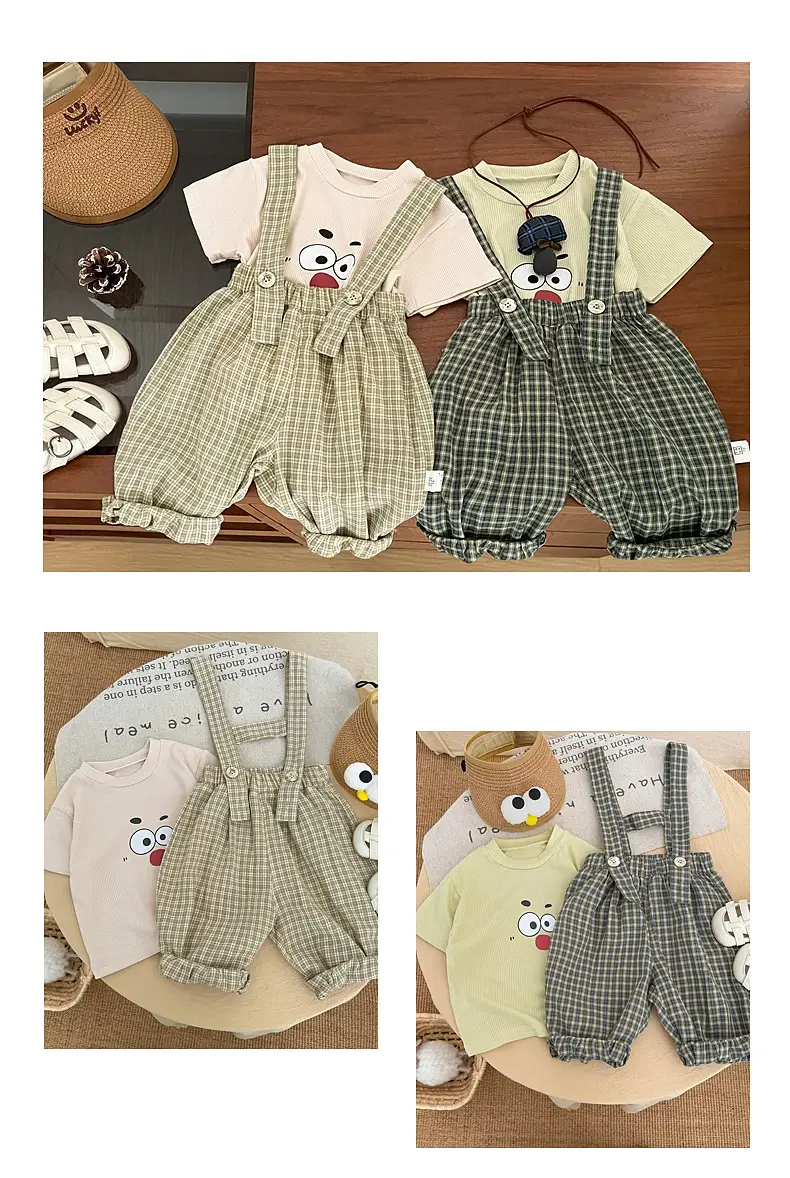 Boys Cartoon Suspenders Suit Summer Outfit — feature 8